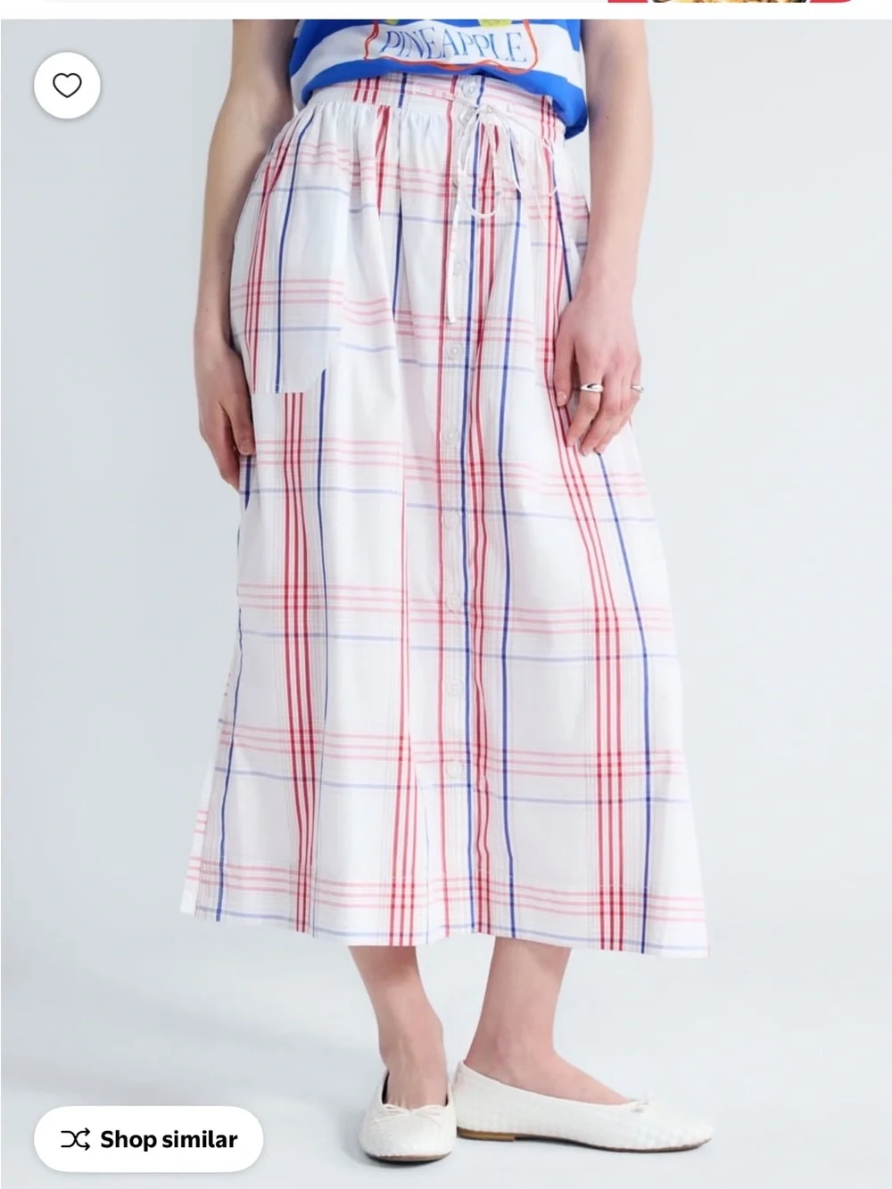 Free assembly White Plaid Button Front Maxi Skirt Size XL